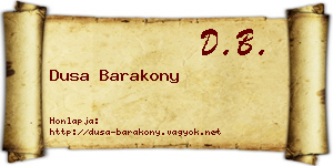 Dusa Barakony névjegykártya